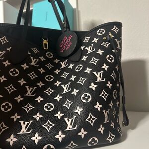 Louis Vuitton Black/white Neverfull MM